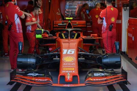 March 15, 2019: The mechanics work on the car of Charles Leclerc (MCO) 16 from the Scuderia Ferrari team in the garage during practice session two at the 2019 Australian Formula One Grand Prix at Albert Park, Melbourne, Australia. Cal Media Formula One 2019: Australia - Practice 1 and 2 - ZUMAc04_ 20190315_zaf_c04_005 Copyright: xSydneyxLowx