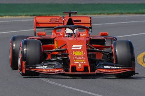 March 15, 2019: Sebastian Vettel (DEU) 5 from the Scuderia Ferrari team rounds turn two during practice session one at the 2019 Australian Formula One Grand Prix at Albert Park, Melbourne, Australia. Cal Media Formula One 2019: Australia - Practice 1 and 2 - ZUMAc04_ 20190315_zaf_c04_039 Copyright: xSydneyxLowx