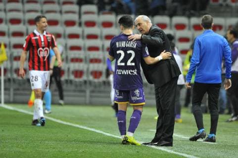 Alain Casanova (entraineur de Toulouse FC) - Manuel Alonso Garcia (Toulouse FC) FOOTBALL : OGC Nice vs Toulouse FC - Ligue 1 conforama - Nice - 15 03 2019 NorbertScanella Panoramic 