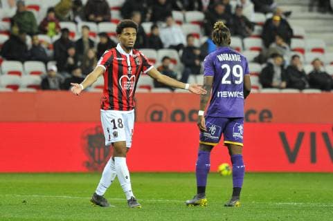 Deception - Ihsan Sacko (OGC Nice) FOOTBALL : OGC Nice vs Toulouse FC - Ligue 1 conforama - Nice - 15 03 2019 NorbertScanella Panoramic 