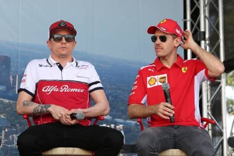 March 16, 2019 - KIMI RAIKKONEN and SEBASTIAN VETTEL attending the F1 Driver Q&A Panel on Qualifying Saturday at the 2019 Formula 1 Australian Grand Prix on March 16, 2019 In Melbourne, Australia F1 Driver Q&A Panel during Qualifying Saturday at the 2019 Formula 1 Australian Grand Prix - ZUMAa155 20190316_zaa_a155_019 Copyright: xChristopherxKhouryx