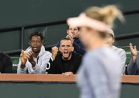 Tennis : BNP Paribas Open 2019 - Elina Svitolina - Ukraine - encouragee par Gael Monfils - France TENNIS : BNP Paribas Open 2019 - Indian Wells -15 03 2019 chryslenecaillaud panoramic 