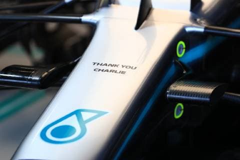 16th March 2019, Melbourne Grand Prix Circuit, Melbourne, Australia; Melbourne Formula One Grand Prix, Qualification; Teams thank Charlie Whiting with stickers on thier cars  ActionPlus12115307 Octane