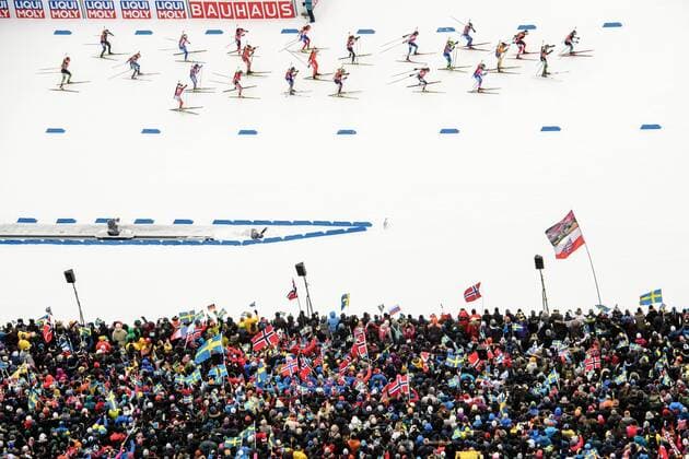 Sport Themen der Woche KW11 Sport Bilder des Tages 190316 Spectators at the start of of the Women s 4x6 km Relay during the IBU World Championships Biathlon on March 16, 2019 in Östersund. Photo: Petter Arvidson BILDBYRAN kod PA 92268 *** 190316 Spectators at the start of of the Women s 4x6 km Relay during the IBU World Championships Biathlon on March 16 2019 in Östersund Photo Petter Arvidson BILDBYRAN kod PA 92268,  Copyright: PETTERxARVIDSON BB190316PA002