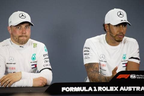 Photo4 LaPresse 16 03 2019 Melbourne, Australia Grand Prix Formula One Australia 2019 In the pic: after Qualifying Official Fia press conference PK Pressekonferenz Valtteri Bottas (FIN) Mercedes AMG F1 W10 EQ Power and Lewis Hamilton (GBR) Mercedes AMG F1 W10 EQ Power  Copyright: xPhoto4 LaPressex