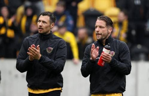GER 2 Bundesliga SG Dynamo Dresden vs 1 FC Magdeburg 16 03 19 Dresden DDV Stadion GER Dresden 2 Bundesliga Saison 2018 2019 26 Matchday SG Dynamo Dresden vs 1 FC Magdeburg in picture Sören Gonther and Patrick Ebert Dresden disappointed after the game DFL regulations prohibit any use of photographs as image sequences and or quasi video