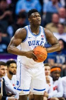 Duke Blue Devils forward Zion Williamson (1) during the ACC College Basketball Tournament game between the Syracuse Orange and the Duke Blue Devils at the Spectrum Center on Thursday March 14, 2019 in Charlotte, NC. CSM NCAA College League USA Basketball 2019: Syracuse vs Duke MAR 14 - ZUMAc04_ 20190314_zaf_c04_529 Copyright: xJacobxKupfermanx