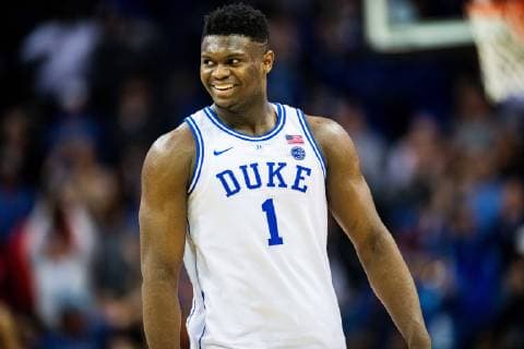 Duke Blue Devils forward Zion Williamson (1) during the ACC College Basketball Tournament game between the Florida State Seminoles and the Duke Blue Devils at the Spectrum Center on Saturday March 16, 2019 in Charlotte, NC. CSM NCAA College League USA Basketball 2019: Florida State vs Duke MAR 16 - ZUMAc04_ 20190316_zaf_c04_375 Copyright: xJacobxKupfermanx