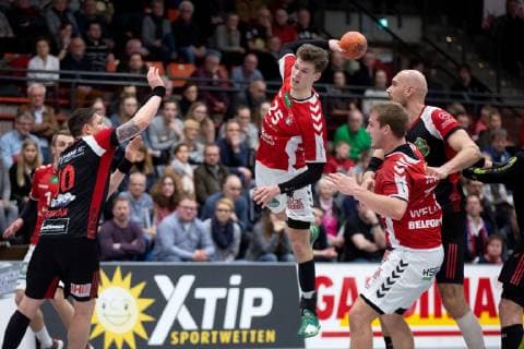Lübbecke Germany 16 03 2019 2 Handball Bundesliga 2018 2019 TuS N Lübbecke vs Handball Sportverein Hamburg M Finn Wullenweber Hamburg Lübbecke Nordrhein Westfalen Germany Merkur Arena