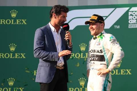 17th March 2019, Melbourne Grand Prix Circuit, Melbourne, Australia; Melbourne Formula One Grand Prix, race day; Mercedes AMG Petronas Motorsport, Valtteri Bottas wins first race of the year and chats with Mark Webber  ActionPlus12116130 Octane