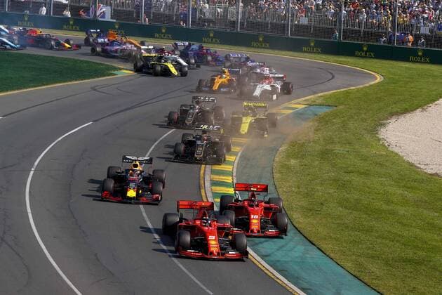 Motorsports: FIA Formula One World Championship WM Weltmeisterschaft 2019, Grand Prix of Australia, Start, 5 Sebastian Vettel (GER, Scuderia Ferrari Mission Winnow), 16 Charles Leclerc (MCO, Scuderia Ferrari Mission Winnow), 33 Max Verstappen (NLD, Aston Martin Red Bull Racing), 20 Kevin Magnussen (DEN, Rich Energy Haas F1 Team), Melbourne Australia