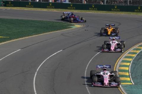 Motorsports: FIA Formula One World Championship WM Weltmeisterschaft 2019, Grand Prix of Australia, 11 Sergio Perez (MEX, Racing Point F1 Team), 18 Lance Stroll (CAN, Racing Point F1 Team), 55 Carlos Sainz jr. (ESP, McLaren F1 Team), 26 Daniil Kvyat (RUS, Red Bull Toro Rosso Honda), Melbourne Australia