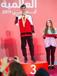SPECIAL OLYMPICS - World Summer Games 2019 ABU DHABI,UNITED ARAB EMIRATES,17.MAR.19 - SPECIAL OLYMPICS - World Summer Games 2019, judo. Image shows Sebastian Zamecnik (AUT). Keyword: medal. GEPAxpictures xHaraldxSteiner