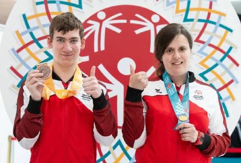 SPECIAL OLYMPICS - World Summer Games 2019 ABU DHABI,UNITED ARAB EMIRATES,17.MAR.19 - SPECIAL OLYMPICS - World Summer Games 2019, judo. Image shows Sebastian Zamecnik and Silvana Krdzic (AUT). Keyword: medals. GEPAxpictures xHaraldxSteiner