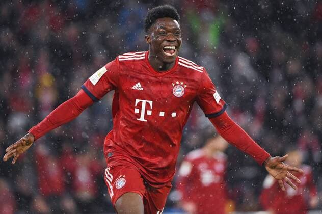 Alphonso Davies (Bayern), MARCH 17, 2019 - Football Soccer : Alphonso Davies of Bayern celebrates their sixth goal during Bundesliga match between FC Bayern Munchen 6-0 1. FSV Mainz 05 at Allianz Arena in Munchen, Germany. Noxthirdxpartyxsales  (99478850)