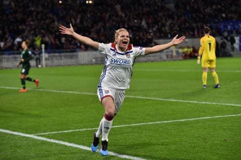 Joie de Eugenie Le Sommer (lyon) FOOTBALL : Lyon vs Wolfsburg - 1 4 de finale ligue des champions feminine - 20 03 2019 FredericChambert Panoramic 