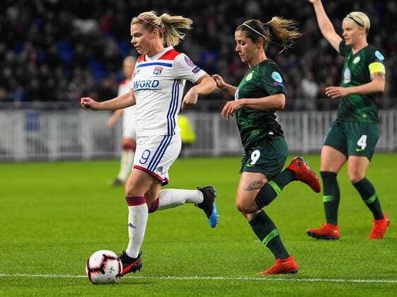 Fußball, CL, Damen, Olympique Lyon - VfL Wolfsburg March 20, 2019 - Lyon, Auvergne-RhoÂ ne-Alpes, France - Eugenie Le Sommer of Olympique Lyonnais on the ball during the UEFA Women s Champions League Quarter final football match between Olympique Lyonnais and Vfl Wolfsburg at Groupama Stadium on March, 20 in Lyon, France. Olympique Lyonnais v Wolfsburg - Women s Champions League  - ZUMAn230 20190320_zaa_n230_533 Copyright: xActionxFotoxSportx