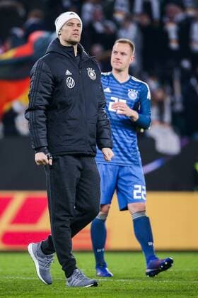 v li Goalkeeper Manuel Neuer Deutschland and Goalkeeper Marc Andre ter Stegen Deutschland DFB regulations prohibit any use of photographs as image sequences and or quasi video GER Football international Germany Serbia 20 03 2019 Wolfsburg Copyright: xTomxWellerx xEibner-Pressefotox EP_eer