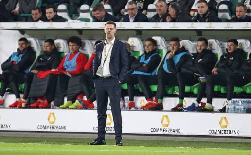 20 03 2019 Football international Germany Serbia in the Volkswagen Arena Wolfsburg Coach Mladen Krstajic Serbia DFL and DFB regulations prohibit any use of photographs as image sequences and or quasi video
