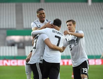 21 03 2019 Soccer U 21 International match Germany France Jubilee Germany Scorers Levin Oeztunali Levin Öztunali Germany is celebrated DFB REGULATIONS PROHIBIT ANY USE OF PHOTOGRAPHS AS IMAGE SEQUENCES AND OR QUASI VIDEO Team2