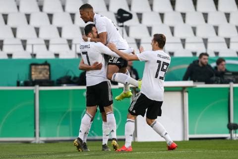 Football U 21 international match Germany France on 21 03 2019 at Stadion Essen in Essen goal celebration for 1 0 by Levin Öztunali Germany DFB regulations prohibit any use of photographs as image sequences and or quasi video xSBx