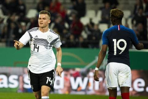 GER LS DFB U21 Germany vs France 21 03 2019 Stadion Essen Essen GER LS DFB U21 Germany vs France DFB REGULATIONS PROHIBIT ANY USE OF PHOTOGRAPHS AS IMAGE SEQUENCES AND OR QUASI VIDEO in picture picture shows Maximilian Mittelstaedt DFB U21 14 cheers on his goal to 2 0 nordphotox xRauch nph00251
