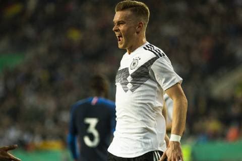 GER LS DFB U21 Germany vs France 21 03 2019 Stadion Essen Essen GER LS DFB U21 Germany vs France DFB REGULATIONS PROHIBIT ANY USE OF PHOTOGRAPHS AS IMAGE SEQUENCES AND OR QUASI VIDEO in picture picture shows Maximilian Mittelstaedt DFB U21 14 cheers on his goal to 2 0 nordphotox xRauch nph00251