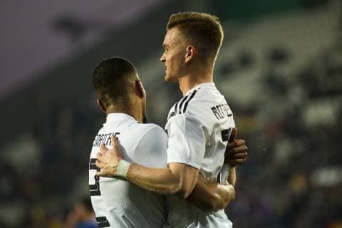 GER LS DFB U21 Germany vs. France 21 03 2019 Stadion Essen Essen GER LS DFB U21 Germany vs. France DFB REGULATIONS PROHIBIT ANY USE OF PHOTOGRAPHS AS IMAGE SEQUENCES AND OR QUASI VIDEO picture shows Maximilian Mittelstaedt DFB U21 14 cheers with Benjamin Henrichs DFB U21 2 about his goal to 2 0 nordphotox xRauch nph00251
