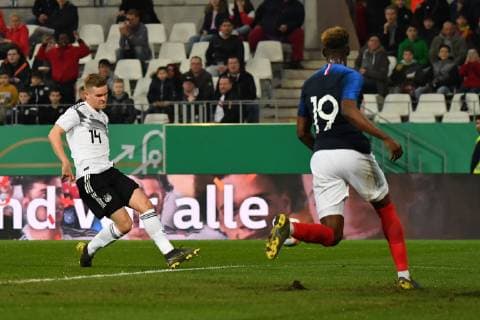 Football U 21 international match Germany France on 21 03 2019 at Essen stadium in Essen Goal to 2 0 by Maximilian Mittelstädt Germany DFB regulations prohibit any use of photographs as image sequences and or quasi video xMNx