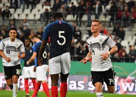 Football U 21 international match Germany France on 21 03 2019 at Stadion Essen in Essen Goal celebration for 2 0 by Maximilian Mittelstädt Germany DFB regulations prohibit any use of photographs as image sequences and or quasi video xMNx