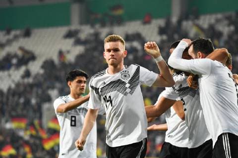 Football U 21 international match Germany France on 21 03 2019 at Stadion Essen in Essen Goal celebration for 2 0 by Maximilian Mittelstädt Germany DFB regulations prohibit any use of photographs as image sequences and or quasi video xMNx