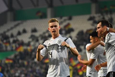 Football U 21 international match Germany France on 21 03 2019 at Stadion Essen in Essen Goal celebration for 2 0 by Maximilian Mittelstädt Germany DFB regulations prohibit any use of photographs as image sequences and or quasi video xMNx