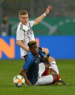 Essen Germany 21 03 2019 U21 Nationalteams International friendly match Germany France Maximilian Mittelstaedt GER and Nordi Mukiele FRA in duel DeFodi521