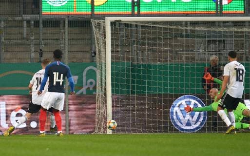 Essen Germany 21 03 2019 U21 National Teams International friendly Germany France Goal to 2 0 by Maximilian Mittelstaedt GER left DeFodi521