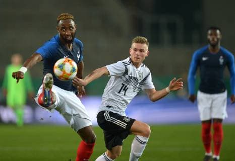 Essen Germany 21 03 2019 U21 Nationalteams International friendly match Germany France Moussa Dembele FRA and Maximilian Mittelstaedt GER in the duel DeFodi521