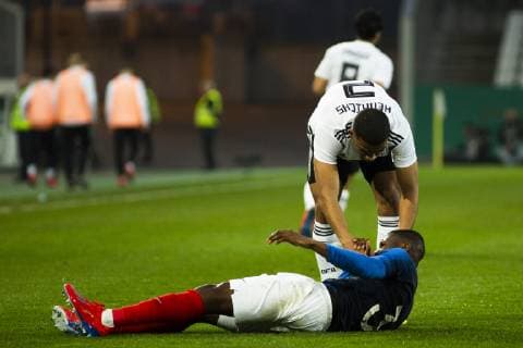 GER LS DFB U21 Germany vs. France 21 03 2019 Stadion Essen Essen GER LS DFB U21 Germany vs. France DFB REGULATIONS PROHIBIT ANY USE OF PHOTOGRAPHS AS IMAGE SEQUENCES AND OR QUASI VIDEO picture shows Fode Ballo Toure France U21 3 with Benjamin Henrichs DFB U21 2 who had slightly collided nordphotox xRauch nph00251