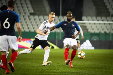 GER LS DFB U21 Germany vs France 21 03 2019 Stadion Essen Essen GER LS DFB U21 Germany vs France DFB REGULATIONS PROHIBIT ANY USE OF PHOTOGRAPHS AS IMAGE SEQUENCES AND OR QUASI VIDEO picture shows Timo Baumgartl DFB U21 5 with Norde Mukiele France U21 19 nordphotox xRauch nph00251