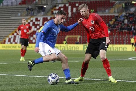 Photo Paola Garbuio LaPresse March 21, 2019 Trieste, Italy soccer Italia vs Austria,Amichevole under 21 2018 2019 - stadio Nereo Rocco In the pic:calabria,ullmann  Copyright: xPaolaxGarbuio LaPressex
