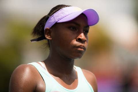 March 21, 2019 - Miami, FLORIDA, USA - Cori Gauff of the United States in action during the first round at the 2019 Miami Open WTA Tennis Damen Premier Mandatory tennis tournament 2019 Miami Open, Tennis, Miami, United States, Mar 21 - ZUMAa181 20190321_zaa_a181_079 Copyright: xAFP7x