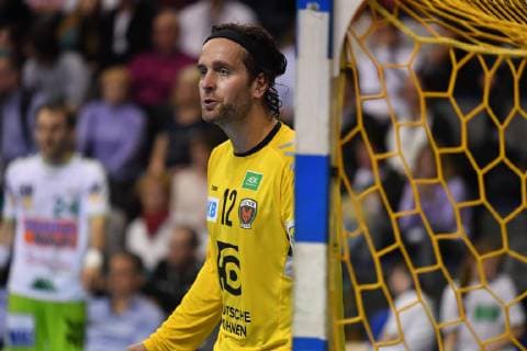Silvio Heinevetter Goalkeeper Foxes disappointed on the ground Foxes Berlin Fresh On Göppingen 1 Bundesliga DKB Handball Bundesliga 2018 2019 Men Men Men Handball Germany Max Schmeling Halle Berlin 21 3 2019
