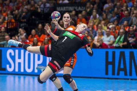 handball women test game Netherlands Germany Meike Schmelzer Germany Thueringer HC Laura van der Heijden Netherlands Bietigheim Groningen MartiniPlaza Arena Netherlands
