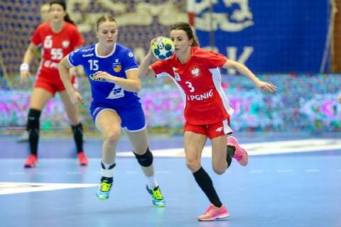 Handball, Länderspiel, Polen - Island 22.03.2019 GDANSK HALA AWFIS PILKA RECZNA KOBIET (HANDBALL) BALTIC HANDBALL CUP 2019 (GAME) POLSKA - ISLANDIA NZ MARIOLA WIERTELAK, EVA BJORK DAVIOSDOTTIR FOTO TADEUSZ SKWIOT CYFRASPORT NEWSPIX.PL --- Newspix.pl  20190322TSCS2122