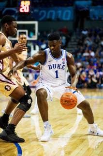 Duke Blue Devils forward Zion Williamson (1) during the ACC College Basketball Tournament game between the Florida State Seminoles and the Duke Blue Devils at the Spectrum Center on Saturday March 16, 2019 in Charlotte, NC. CSM NCAA College League USA Basketball 2019: Florida State vs Duke MAR 16 - ZUMAc04_ 20190316_zaf_c04_611 Copyright: xJacobxKupfermanx