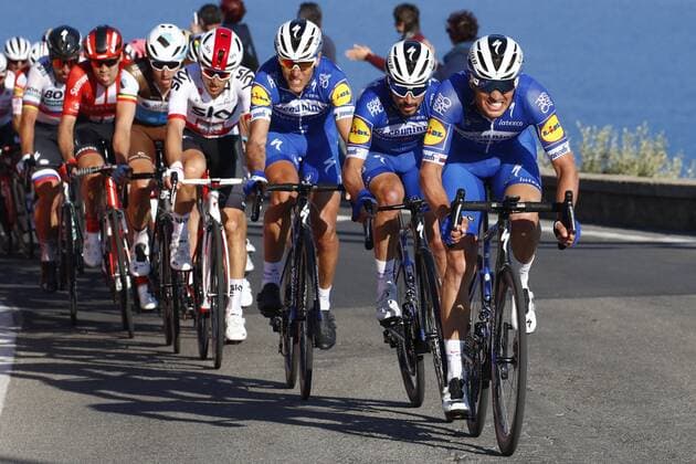 Photo POOL BETTINI LaPresse March 23, 2018 Milano (Italy) Cycling Tirreno-Adriatico 2019 - edition 110 - Milano to Sanremo (182 miles) In the pic:& xa0;during the race.ALAPHILIPPE Julian.SAGAN Peter  Copyright: xPOOL BettiniLaPressex