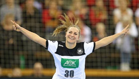 23 03 2019 Handball Women International Germany Netherlands at the EWE Arena Oldenburg Jenny Behrend Germany cheers