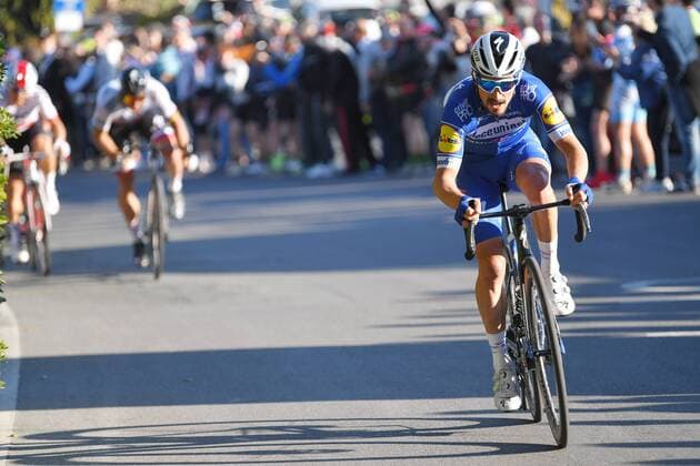 French Julian Alaphilippe of Deceuninck - Quick-Step rides the 110th edition of the Milano-Sanremo one day cycling race, 294 km from Milan to Sanremo, Italy, Saturday 23 March 2019. FRANCE OUT YUZURUxSUNADA  x05554414x