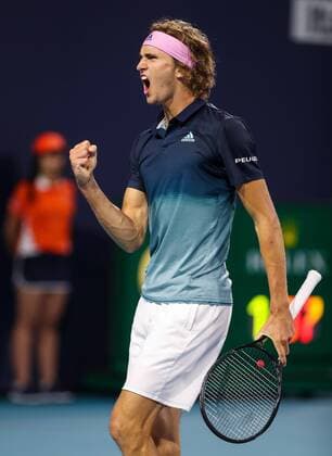 March 23, 2019: Alexander Zverev, of Germany, celebrates a deciding point against David Ferrer, of Spain, during a second round match at the 2019 Miami Open Presented by Itau professional tennis tournament, played at the Hardrock Stadium in Miami Gardens, Florida, USA. CSM Tennis 2019: Miami Open Presented by Itau MAR 23 - ZUMAc04_ 20190323_zaf_c04_249 Copyright: xMarioxHoubenx