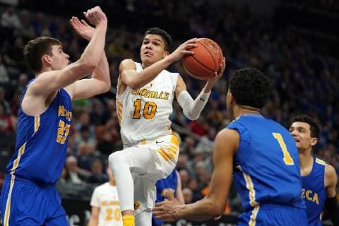 March 23, 2019 - Minneapolis, MN, USA - DeLaSalle guard Tyrell Terry (10) drove to the basket in the first half. ANTHONY SOUFFLE Ã¢â‚¬Â¢ anthony.souffle@startribune.com ....DeLaSalle High School played Waseca High School in MSHSL Class 3A boys basketball championship game Saturday, March 23, 2019 at the Target Center in Minneapolis. Minneapolis News - March 23, 2019 - ZUMAm42_ 90310152st Copyright: xAnthonyxSoufflex