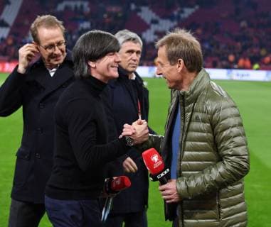 Football Men Season 2018 19 European Championship Qualification Group C 2 Matchday International match in Amsterdam Netherlands Germany v l Moderator Florian König RTL national coach Joachim Löw Germany TV expert Jürgen Klinsmann RTL 24 03 2019 Copyright: xMatthiasxKochx