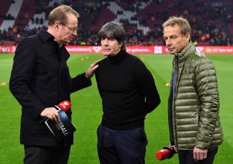 Football Men Season 2018 19 European Championship Qualification Group C 2 Matchday International match in Amsterdam Netherlands Germany v l Moderator Florian König RTL national coach Joachim Löw Germany TV expert Jürgen Klinsmann RTL 24 03 2019 Copyright: xMatthiasxKochx
